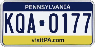 PA license plate KQA0177
