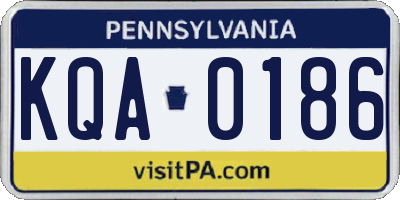 PA license plate KQA0186