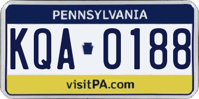 PA license plate KQA0188