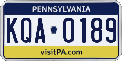 PA license plate KQA0189