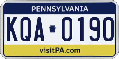 PA license plate KQA0190