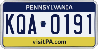 PA license plate KQA0191