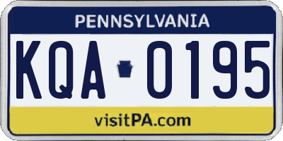 PA license plate KQA0195