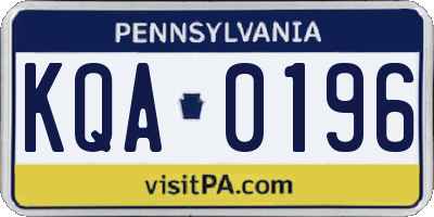 PA license plate KQA0196