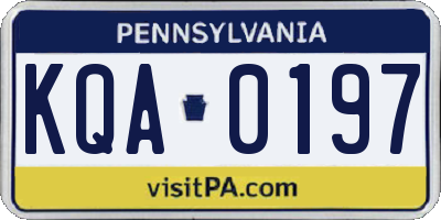 PA license plate KQA0197