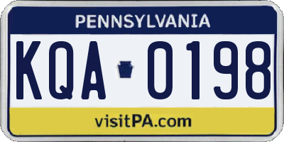PA license plate KQA0198