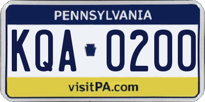 PA license plate KQA0200