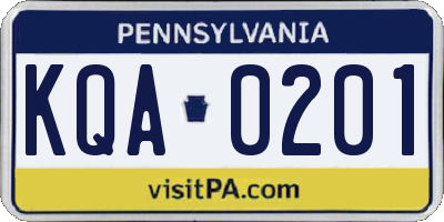 PA license plate KQA0201