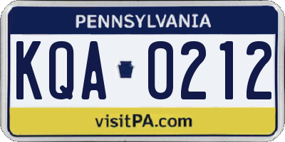 PA license plate KQA0212