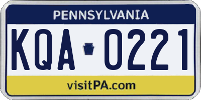 PA license plate KQA0221