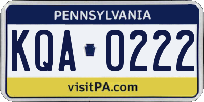PA license plate KQA0222