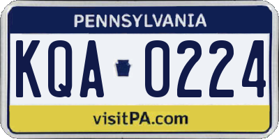 PA license plate KQA0224