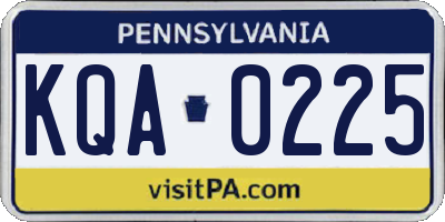 PA license plate KQA0225