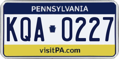 PA license plate KQA0227