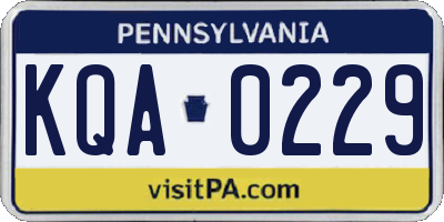 PA license plate KQA0229