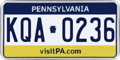PA license plate KQA0236