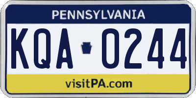 PA license plate KQA0244