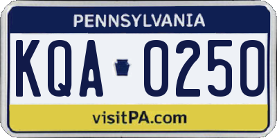 PA license plate KQA0250