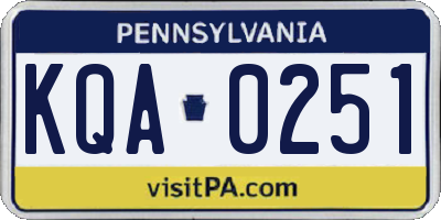 PA license plate KQA0251