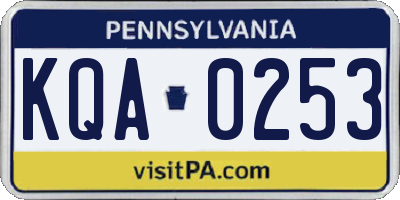 PA license plate KQA0253