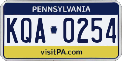 PA license plate KQA0254