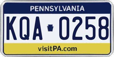 PA license plate KQA0258