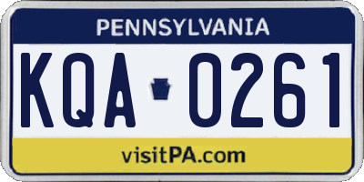 PA license plate KQA0261