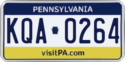 PA license plate KQA0264