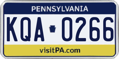 PA license plate KQA0266
