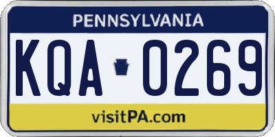 PA license plate KQA0269