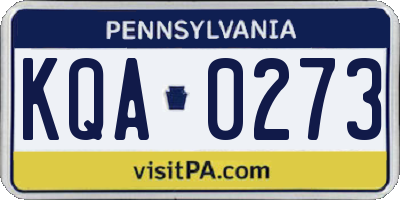 PA license plate KQA0273
