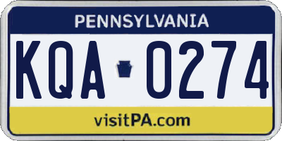 PA license plate KQA0274