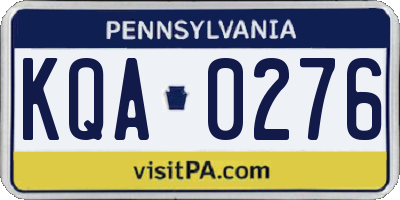 PA license plate KQA0276