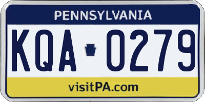 PA license plate KQA0279