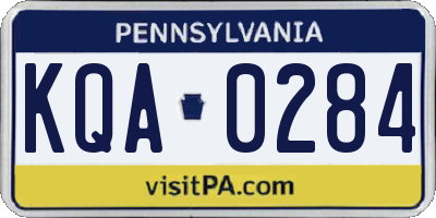 PA license plate KQA0284