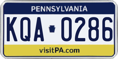 PA license plate KQA0286