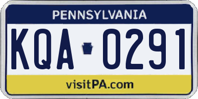 PA license plate KQA0291