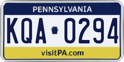 PA license plate KQA0294