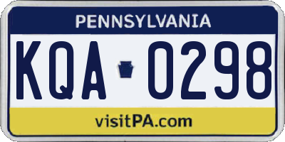 PA license plate KQA0298
