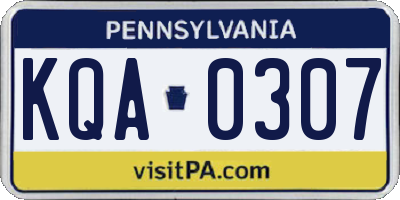 PA license plate KQA0307