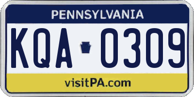 PA license plate KQA0309