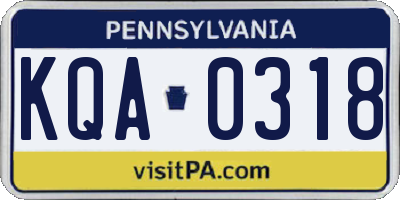 PA license plate KQA0318