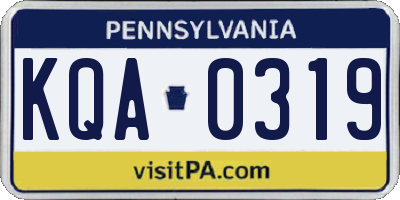 PA license plate KQA0319