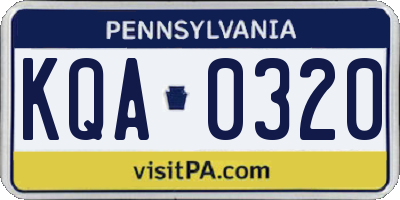 PA license plate KQA0320