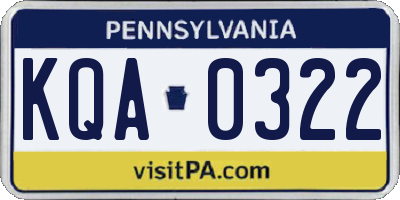 PA license plate KQA0322