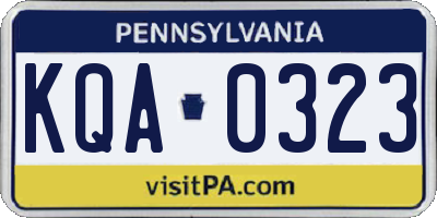 PA license plate KQA0323