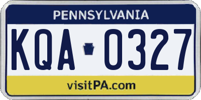 PA license plate KQA0327