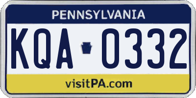 PA license plate KQA0332
