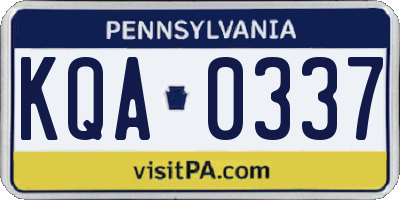 PA license plate KQA0337