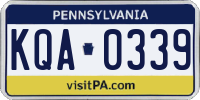 PA license plate KQA0339